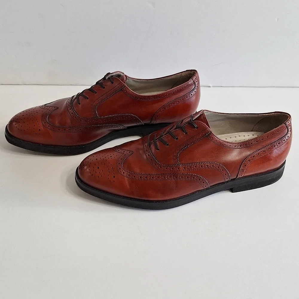 Rockport Brown Leather Wingtip Oxford Shoes with Brogue Detailing Size 13